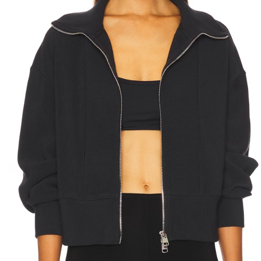 Varley Zip Through Sweatshirt In Black Size Small